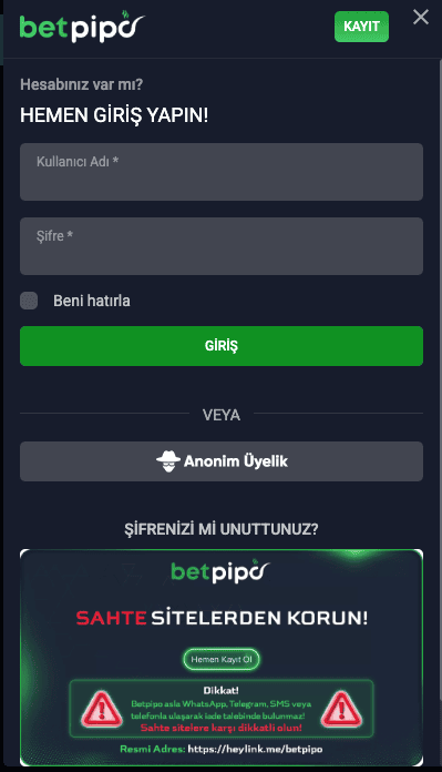 betpipo kayit ekrani